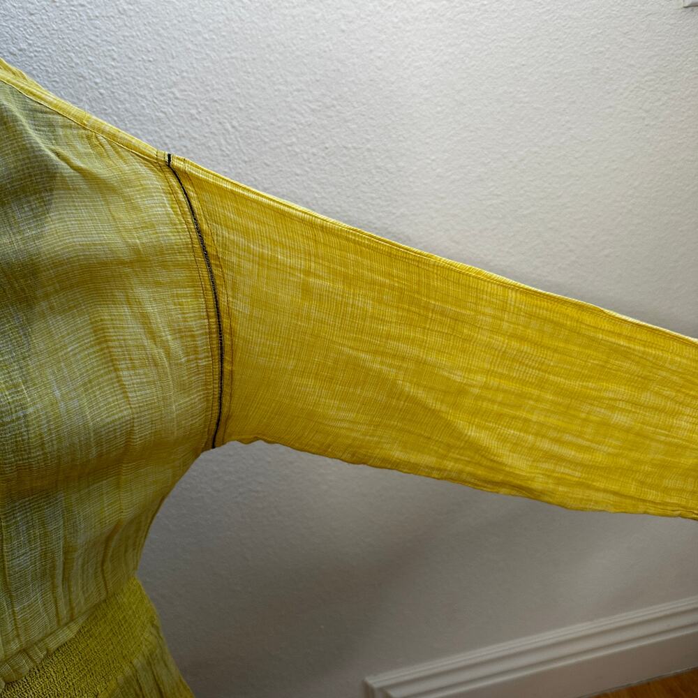 Mare Di Latte Yellow Gauze Cotton Tunic Dress Beach Cover Up Boho - Picture 10 of 10